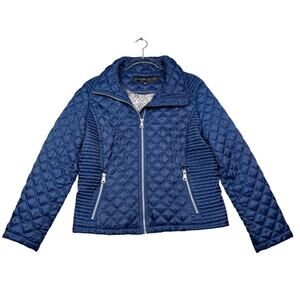 Marc New York Andrew‎ Marc Quilted Jacket Navy Blue Zip Front Women’s Large